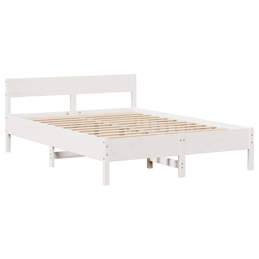 Bedframe zonder matras massief grenenhout wit 140x190 cm