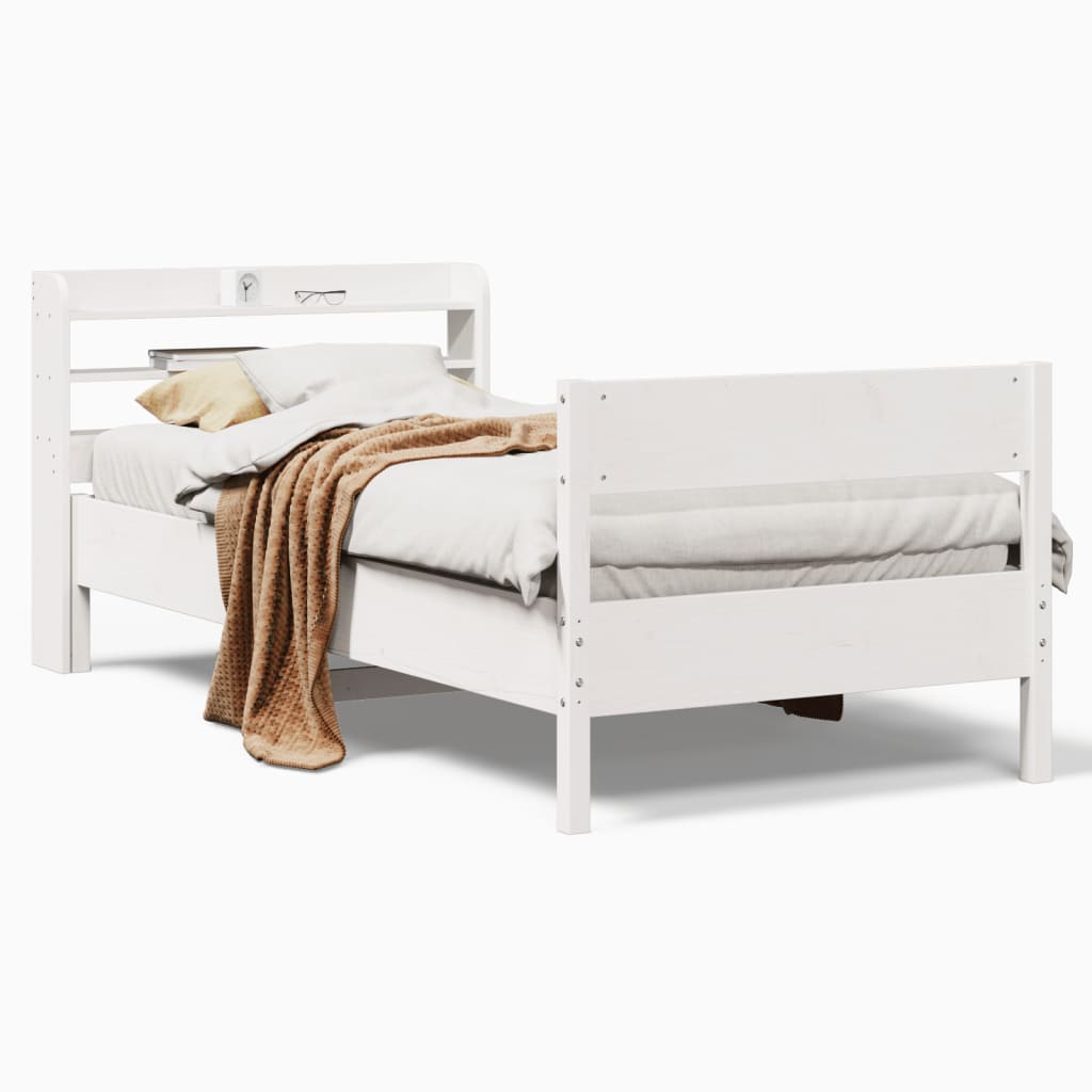 Bedframe zonder matras massief grenenhout wit 90x190 cm