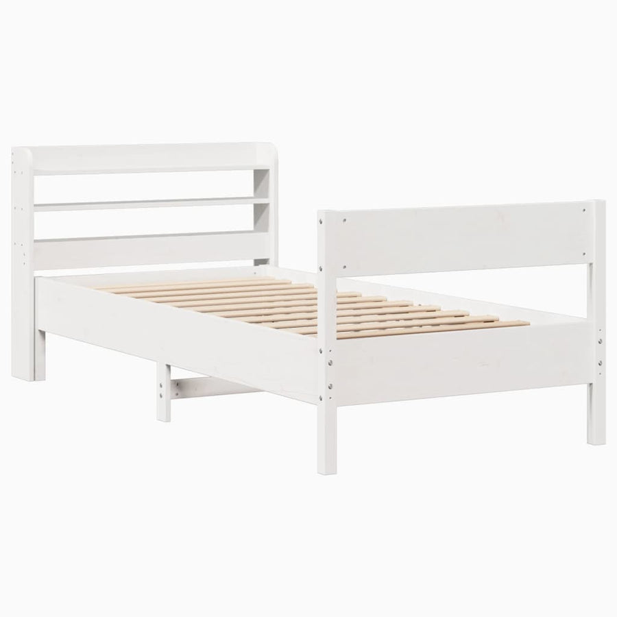 Bedframe zonder matras massief grenenhout wit 90x190 cm