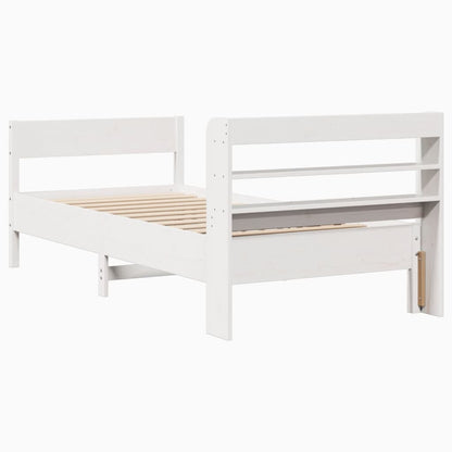 Bedframe zonder matras massief grenenhout wit 90x190 cm