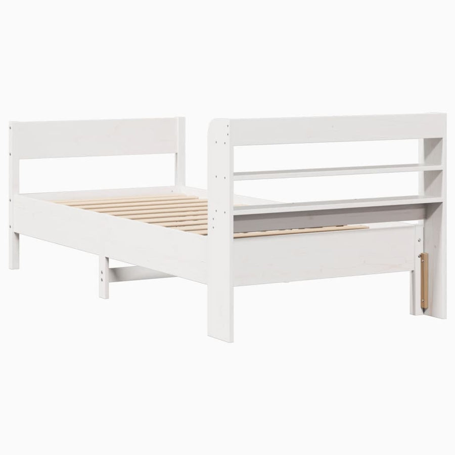 Bedframe zonder matras massief grenenhout wit 90x190 cm