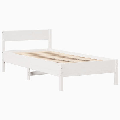 Bedframe zonder matras massief grenenhout wit 90x190 cm