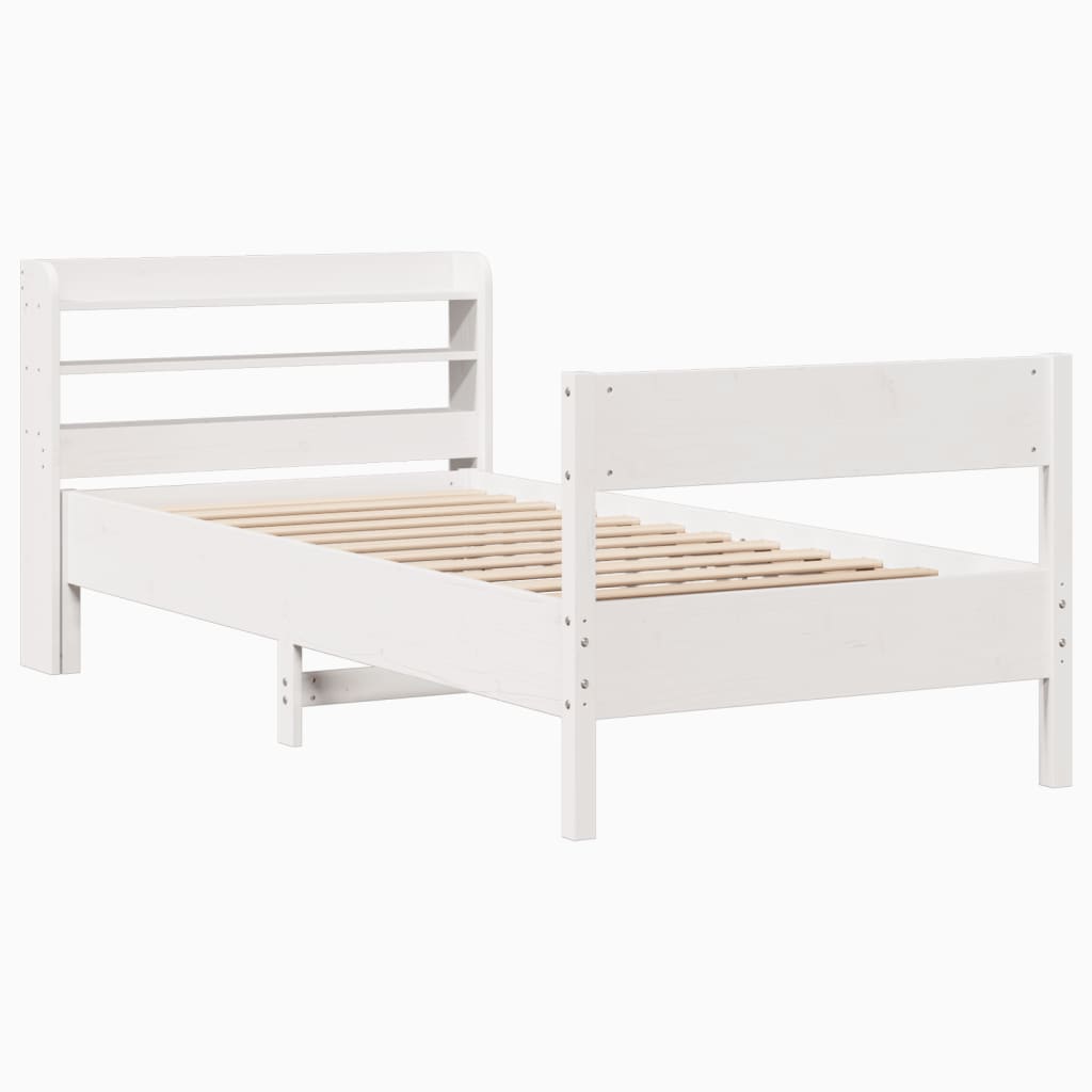 Bedframe zonder matras massief grenenhout wit 75x190 cm
