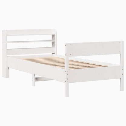 Bedframe zonder matras massief grenenhout wit 75x190 cm