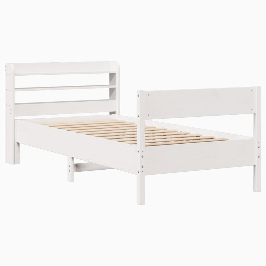 Bedframe zonder matras massief grenenhout wit 75x190 cm