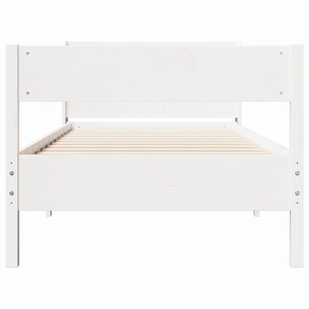 Bedframe zonder matras massief grenenhout wit 75x190 cm