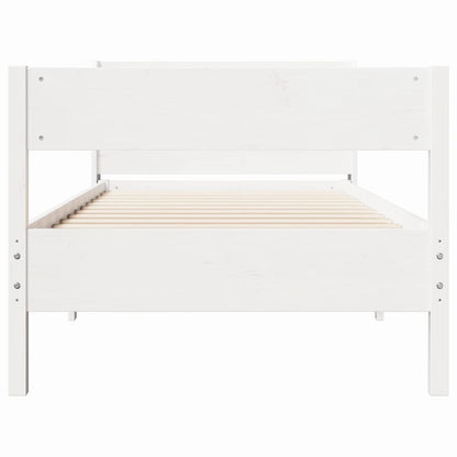 Bedframe zonder matras massief grenenhout wit 75x190 cm