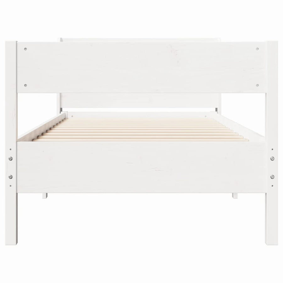 Bedframe zonder matras massief grenenhout wit 75x190 cm