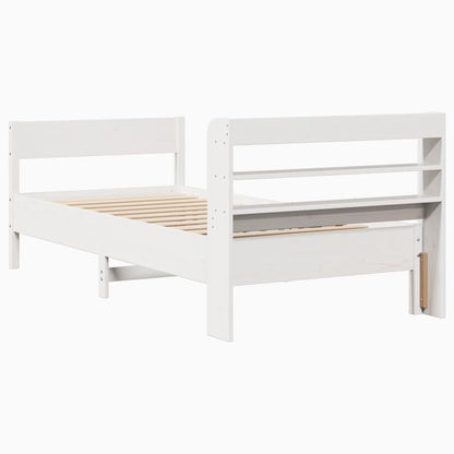 Bedframe zonder matras massief grenenhout wit 75x190 cm
