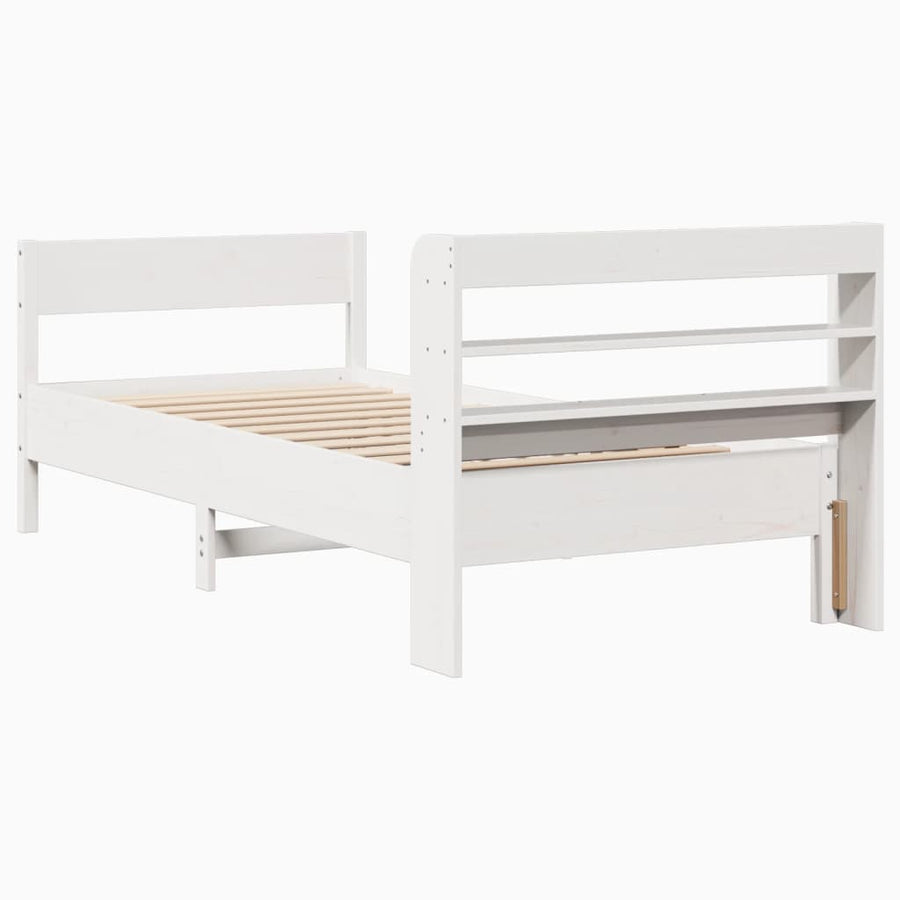 Bedframe zonder matras massief grenenhout wit 75x190 cm