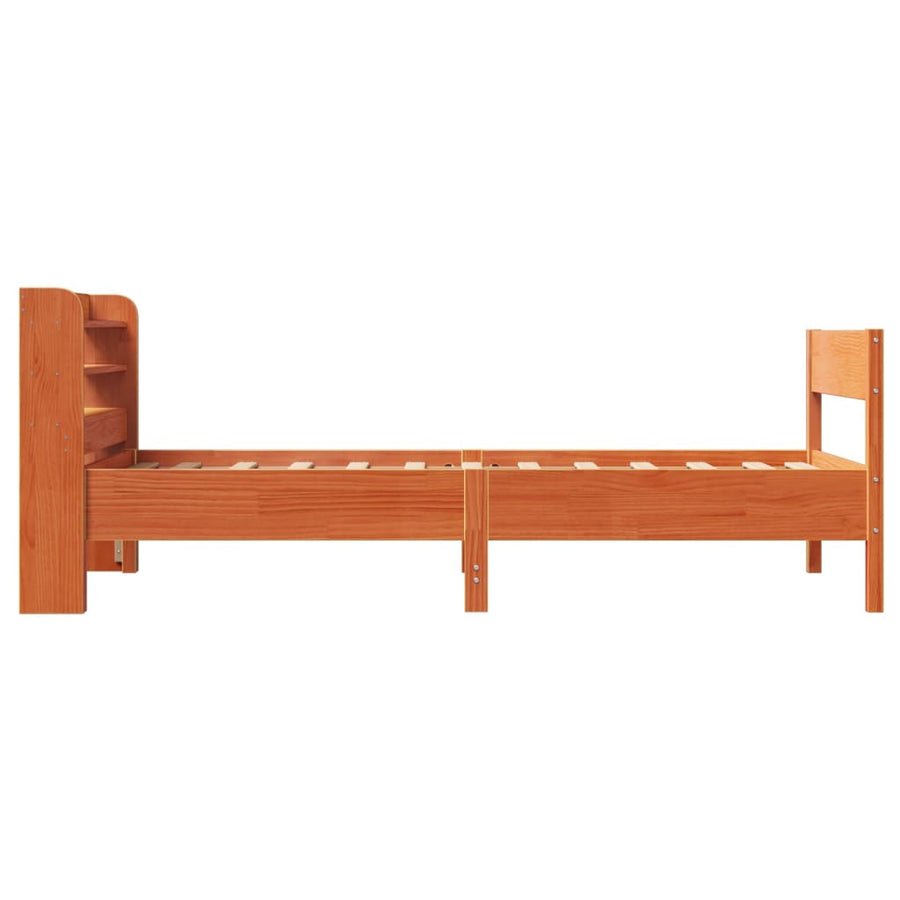 Bedframe zonder matras massief grenenhout wasbruin 75x190 cm
