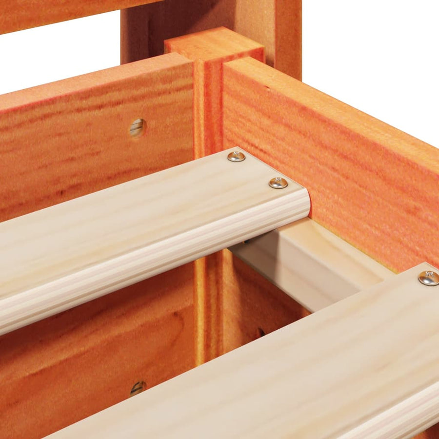 Bedframe zonder matras massief grenenhout wasbruin 75x190 cm