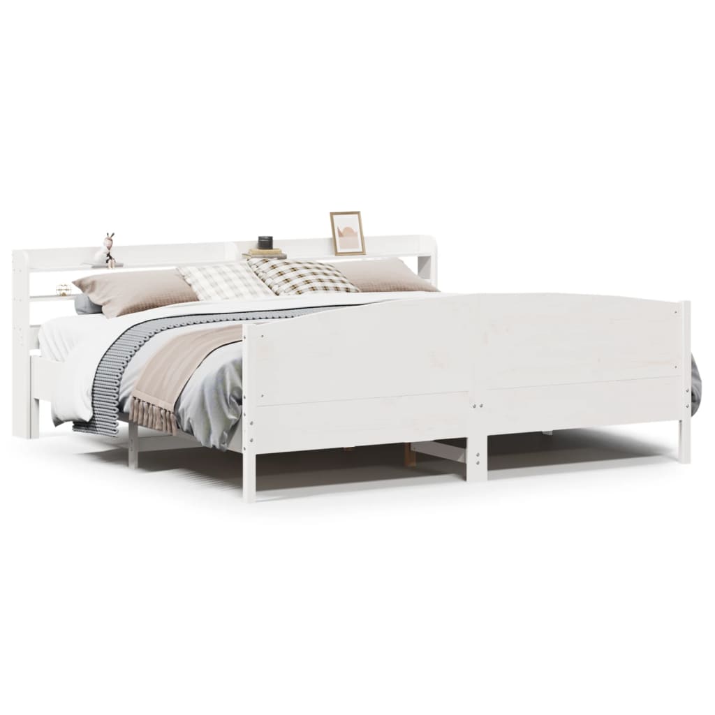 Bedframe zonder matras massief grenenhout wit 200x200 cm