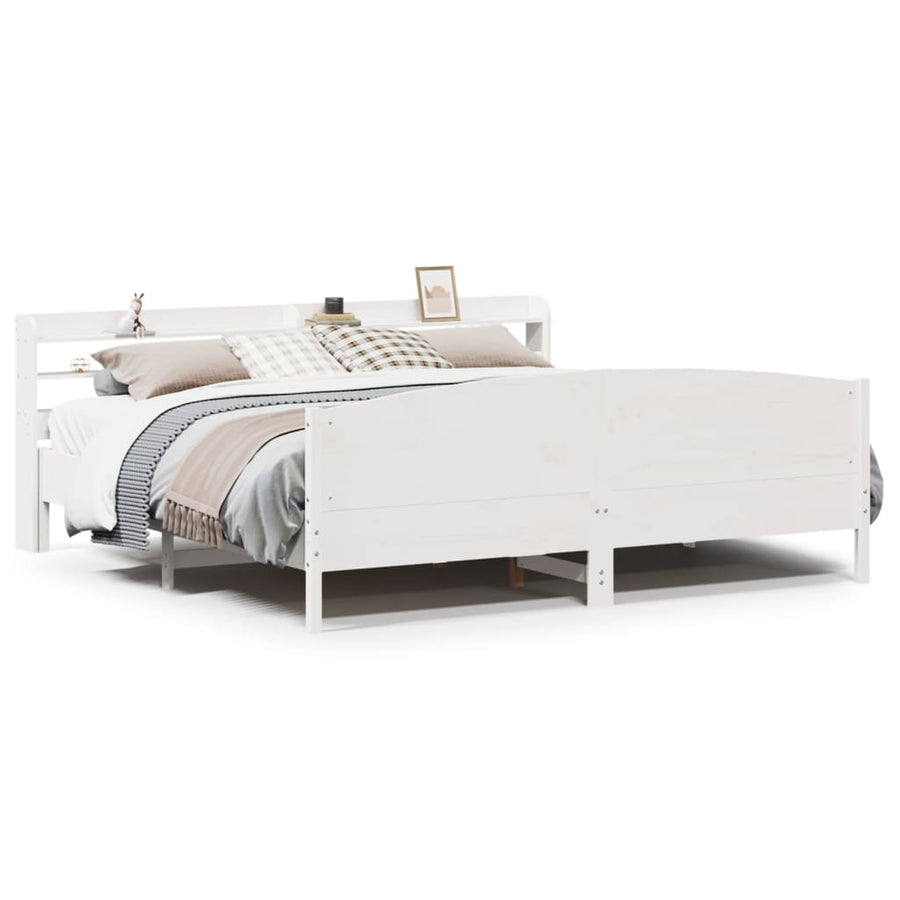 Bedframe zonder matras massief grenenhout wit 200x200 cm