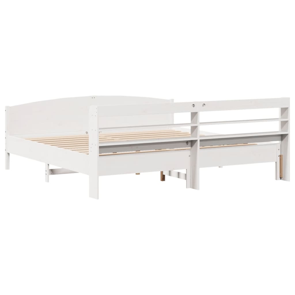 Bedframe zonder matras massief grenenhout wit 200x200 cm