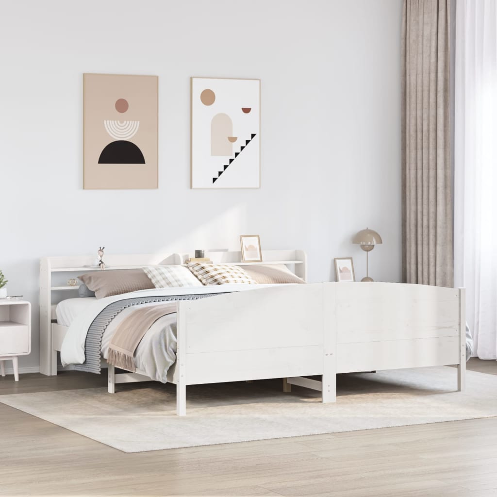 Bedframe zonder matras massief grenenhout wit 200x200 cm