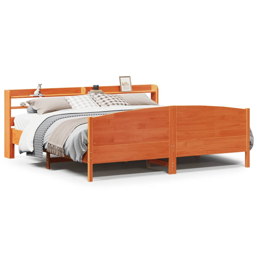 Bedframe zonder matras massief grenenhout wasbruin 200x200 cm