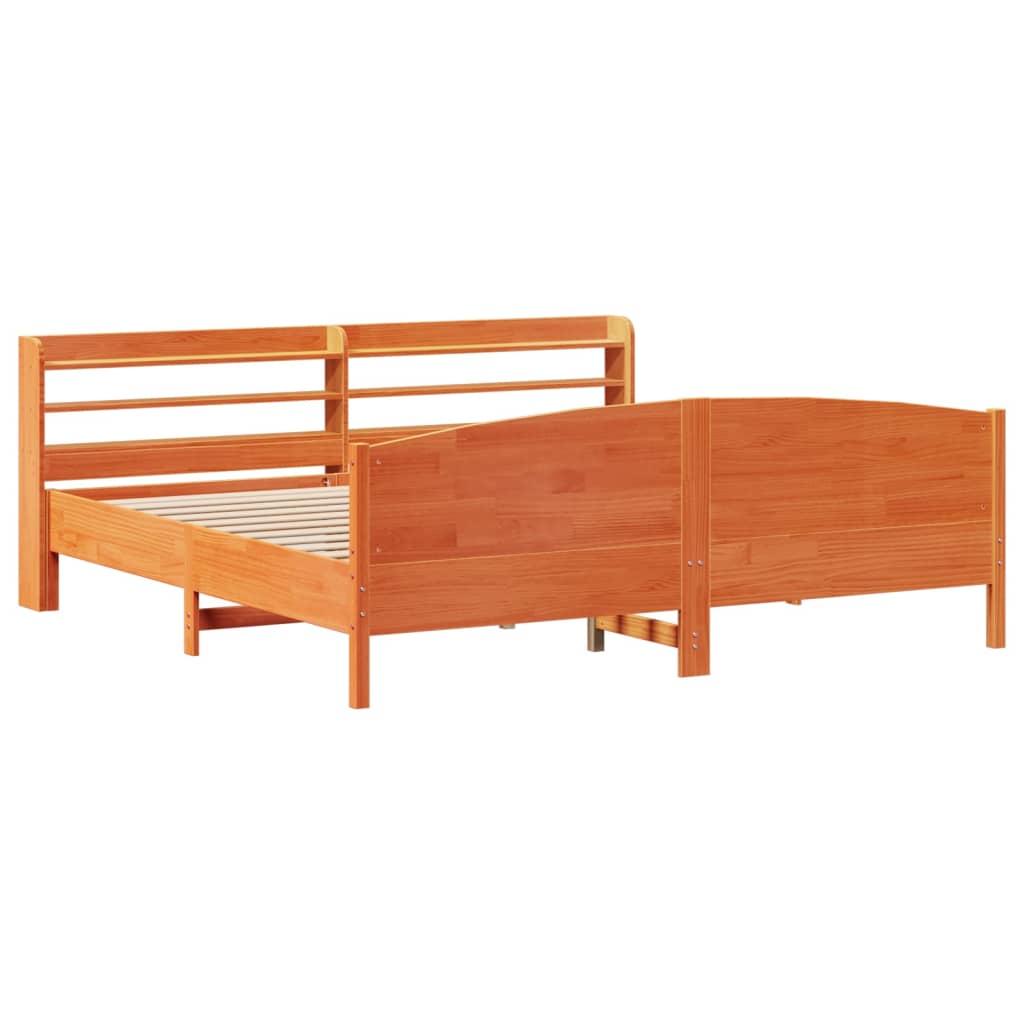 Bedframe zonder matras massief grenenhout wasbruin 200x200 cm