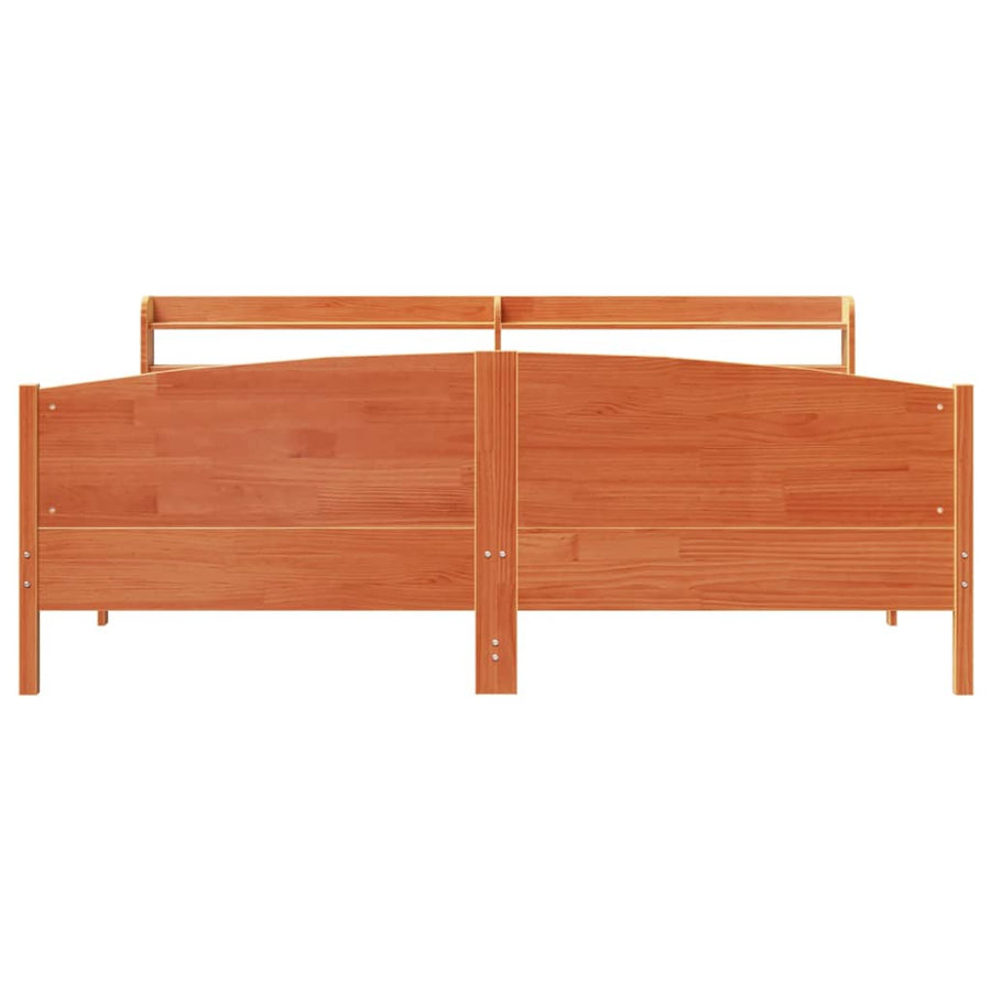 Bedframe zonder matras massief grenenhout wasbruin 200x200 cm