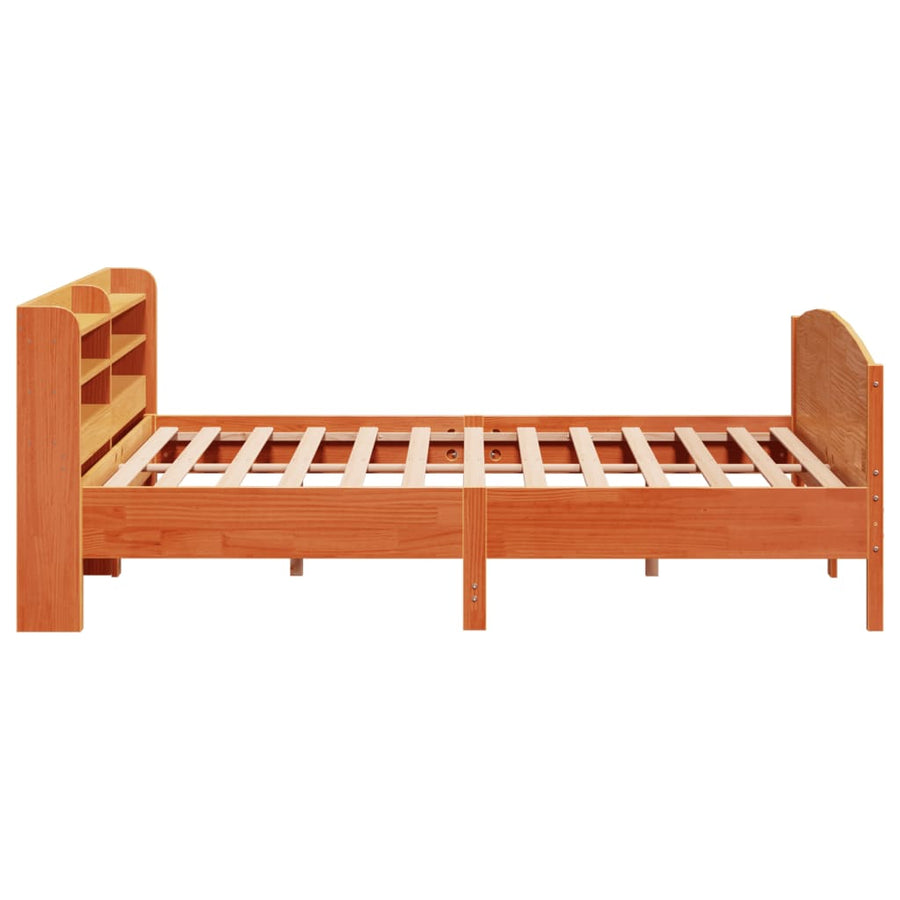 Bedframe zonder matras massief grenenhout wasbruin 200x200 cm