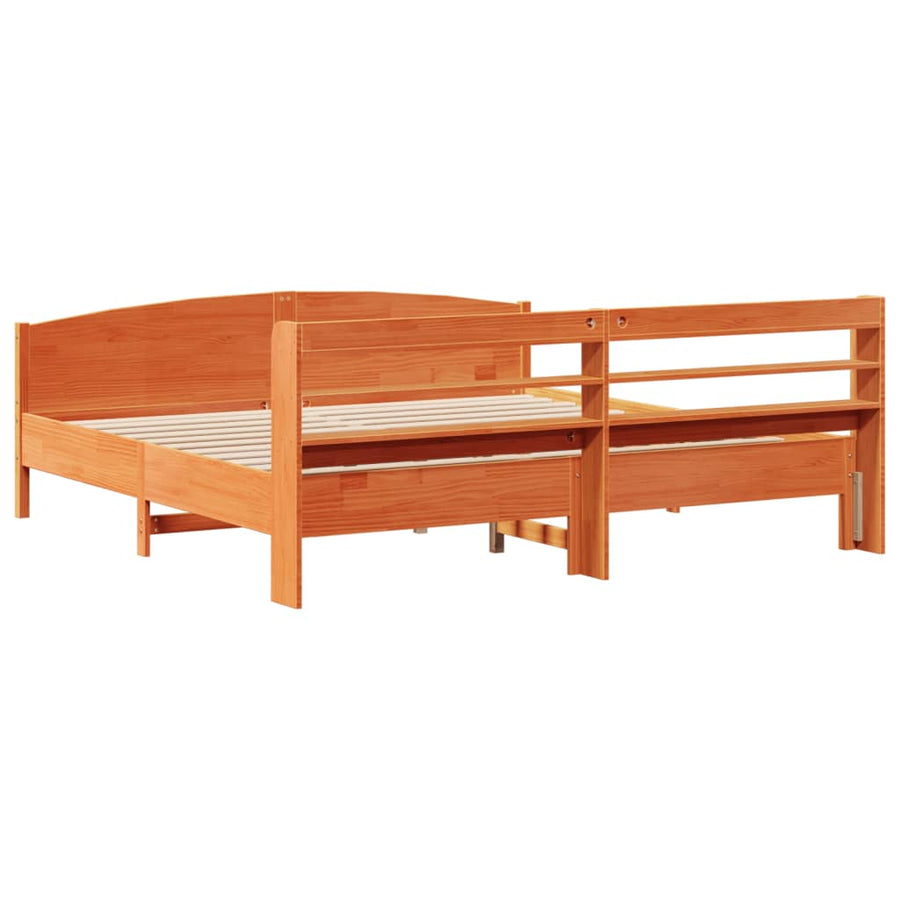Bedframe zonder matras massief grenenhout wasbruin 200x200 cm