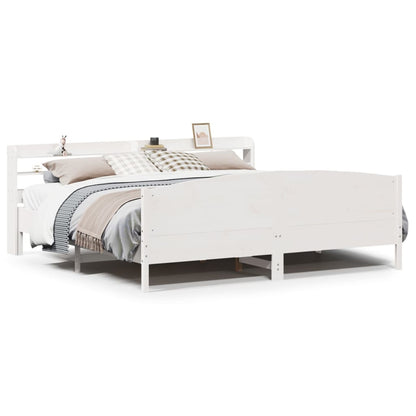 Bedframe zonder matras massief grenenhout wit 180x200 cm