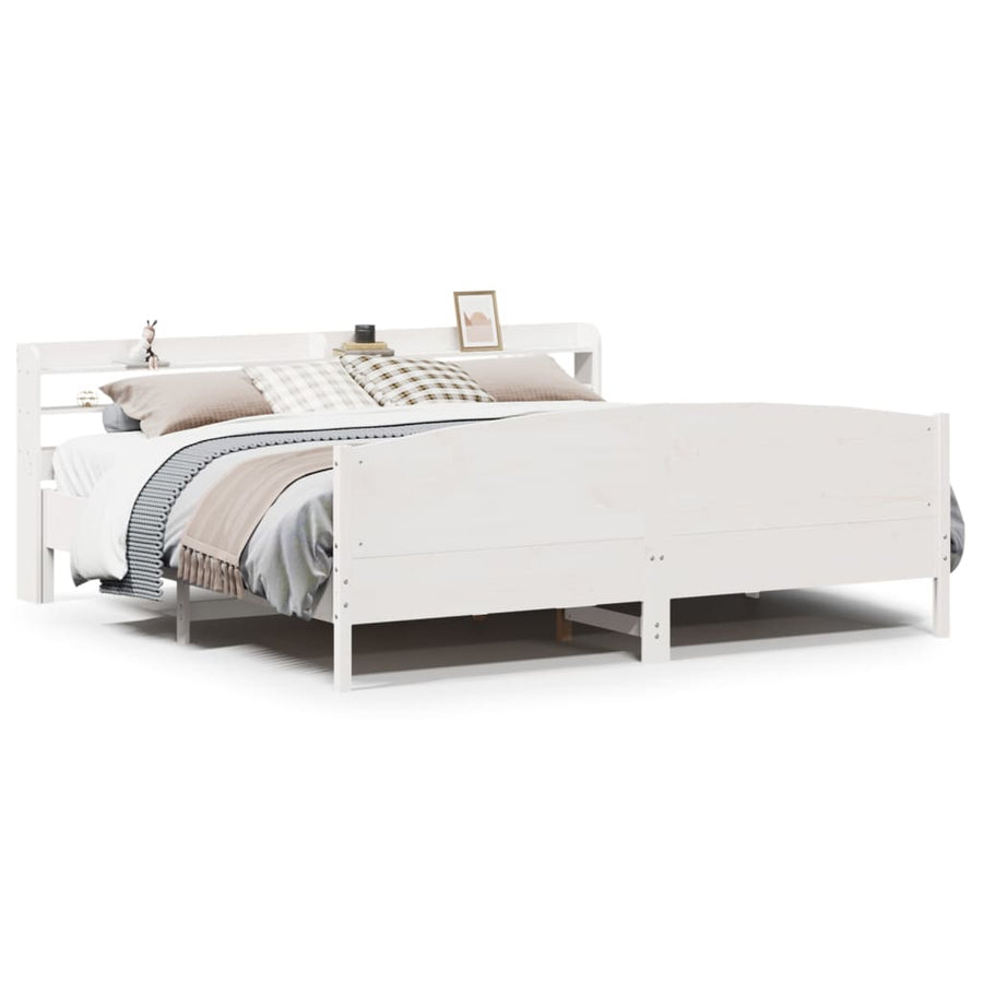 Bedframe zonder matras massief grenenhout wit 180x200 cm