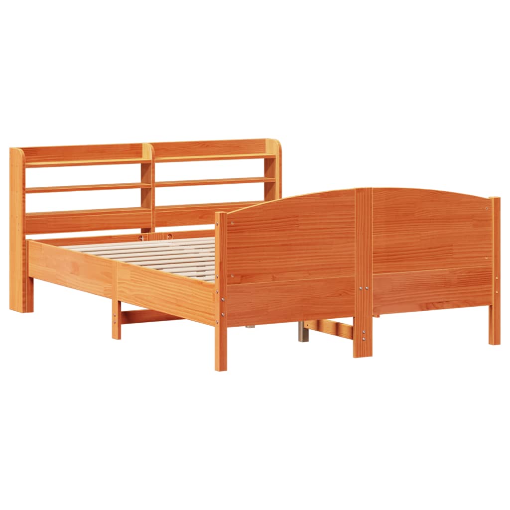Bedframe zonder matras massief grenenhout wasbruin 160x200 cm