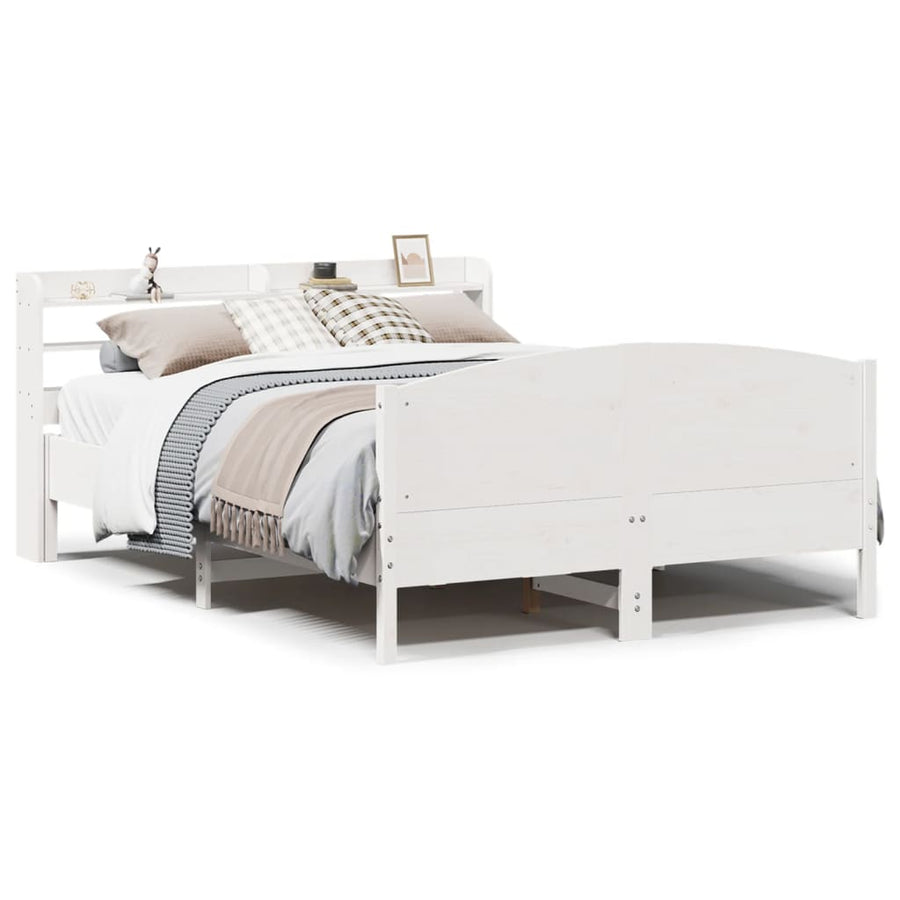 Bedframe zonder matras massief grenenhout wit 150x200 cm