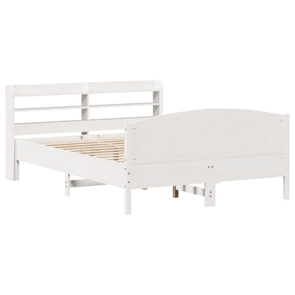 Bedframe zonder matras massief grenenhout wit 150x200 cm