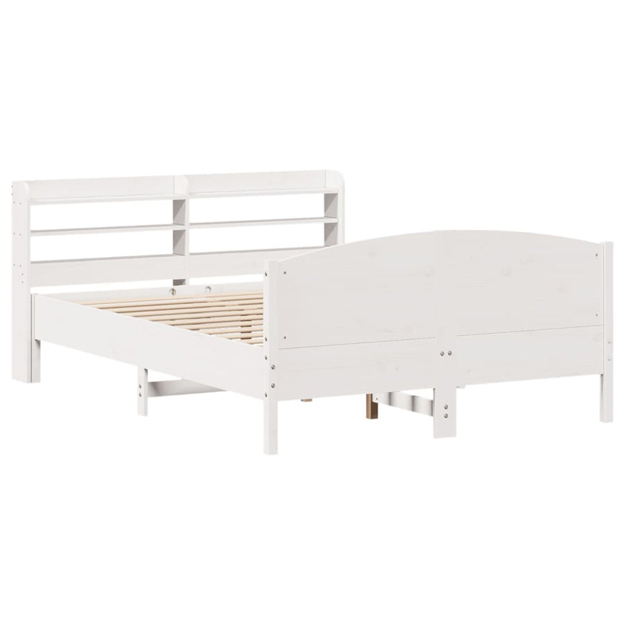 Bedframe zonder matras massief grenenhout wit 150x200 cm