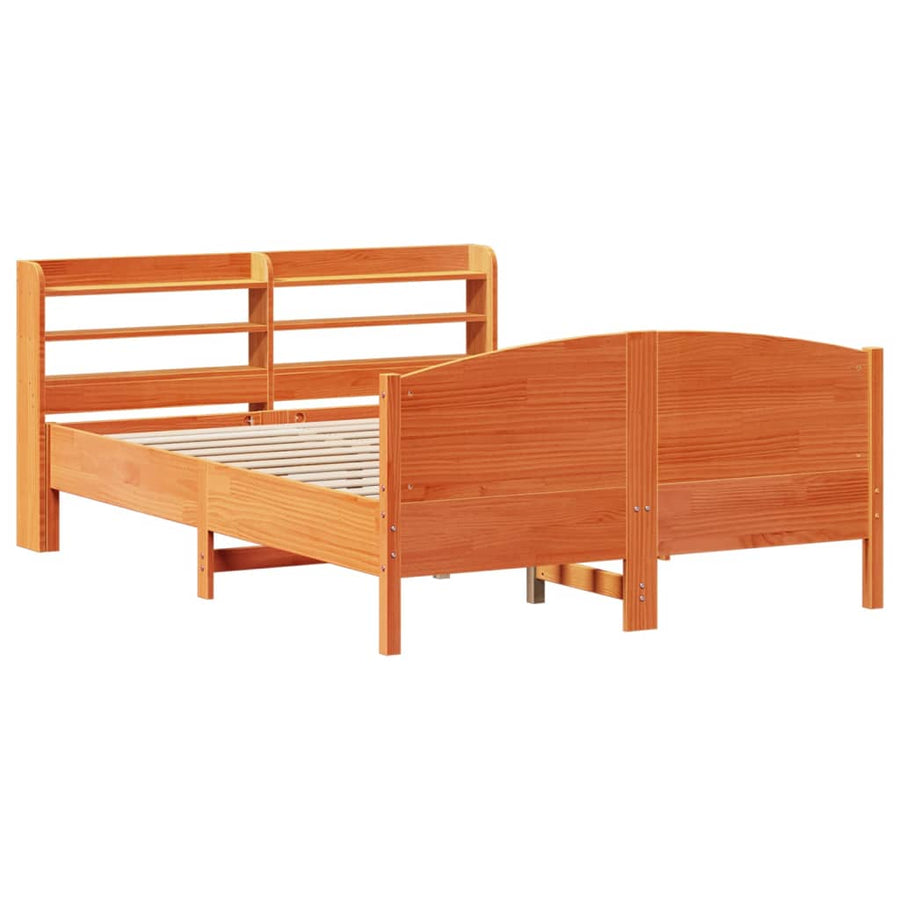 Bedframe zonder matras massief grenenhout wasbruin 150x200 cm