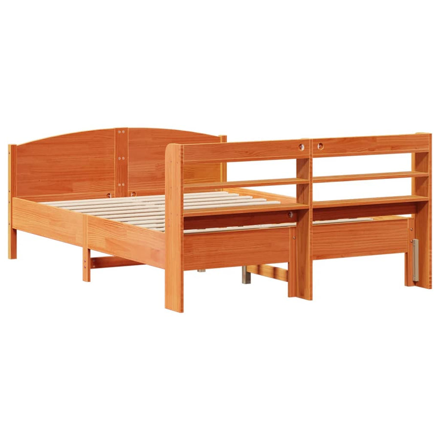 Bedframe zonder matras massief grenenhout wasbruin 150x200 cm