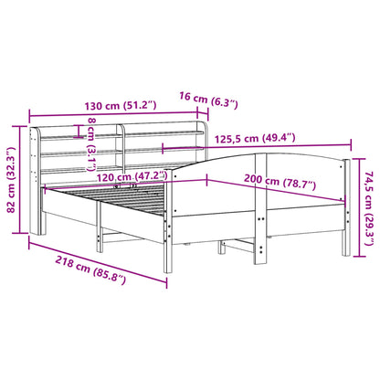 Bedframe zonder matras massief grenenhout wit 120x200 cm