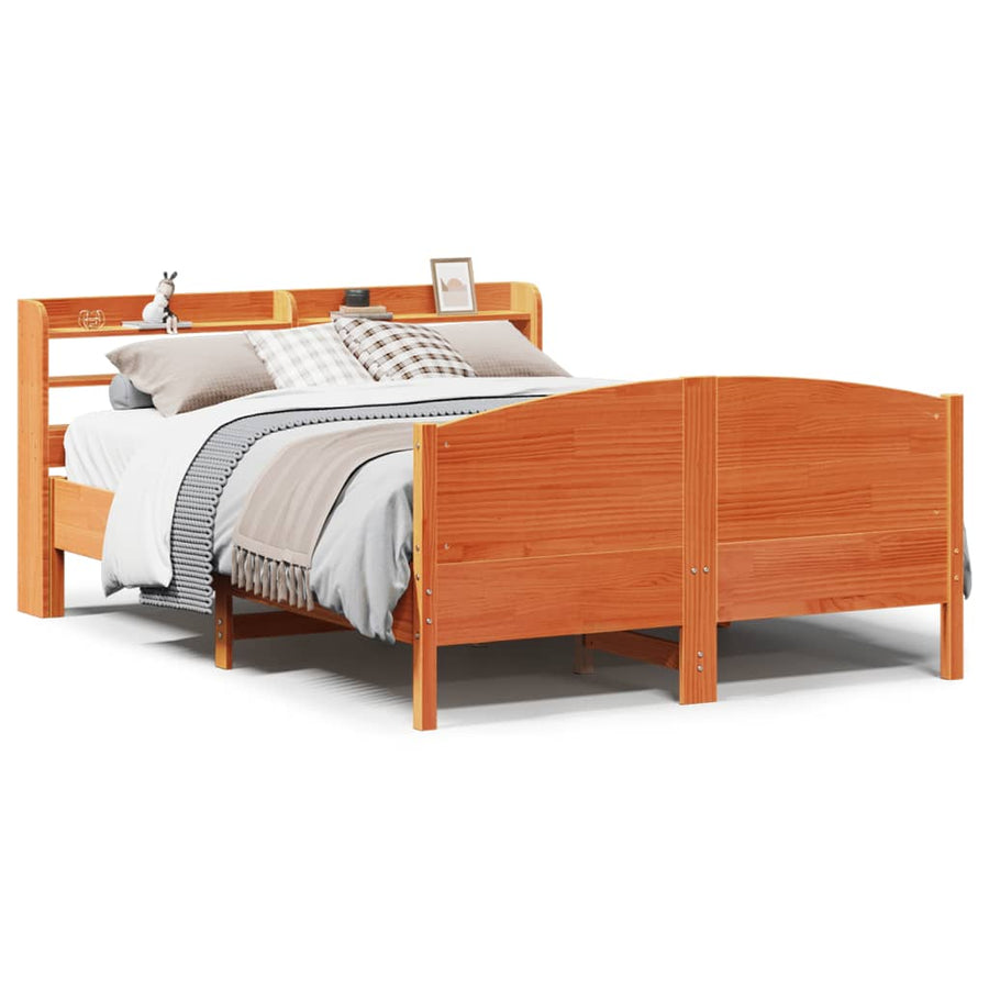 Bedframe zonder matras massief grenenhout wasbruin 120x200 cm