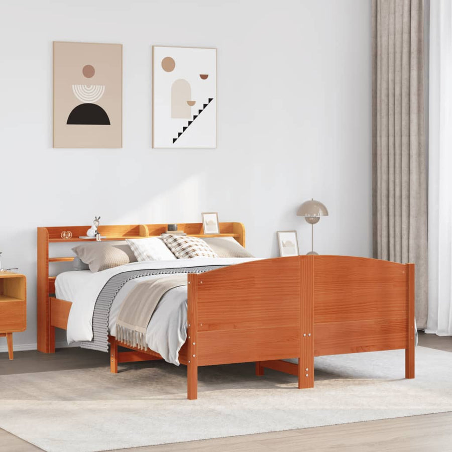 Bedframe zonder matras massief grenenhout wasbruin 120x200 cm