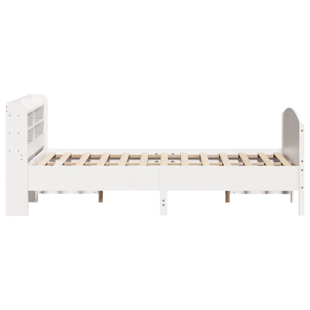 Bedframe zonder matras massief grenenhout wit 140x190 cm