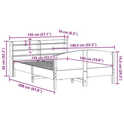 Bedframe zonder matras massief grenenhout 135x190 cm