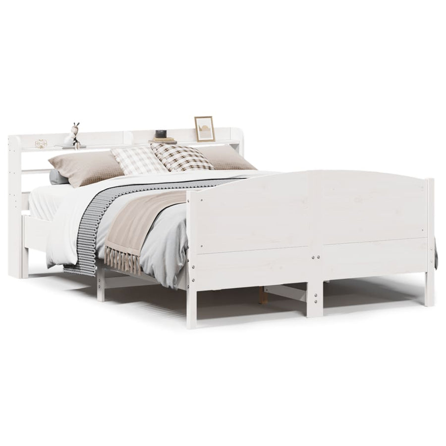 Bedframe zonder matras massief grenenhout wit 135x190 cm