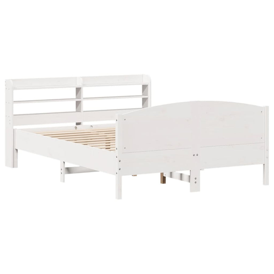 Bedframe zonder matras massief grenenhout wit 135x190 cm