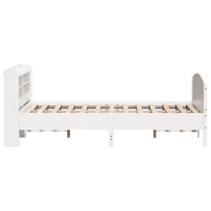 Bedframe zonder matras massief grenenhout wit 135x190 cm