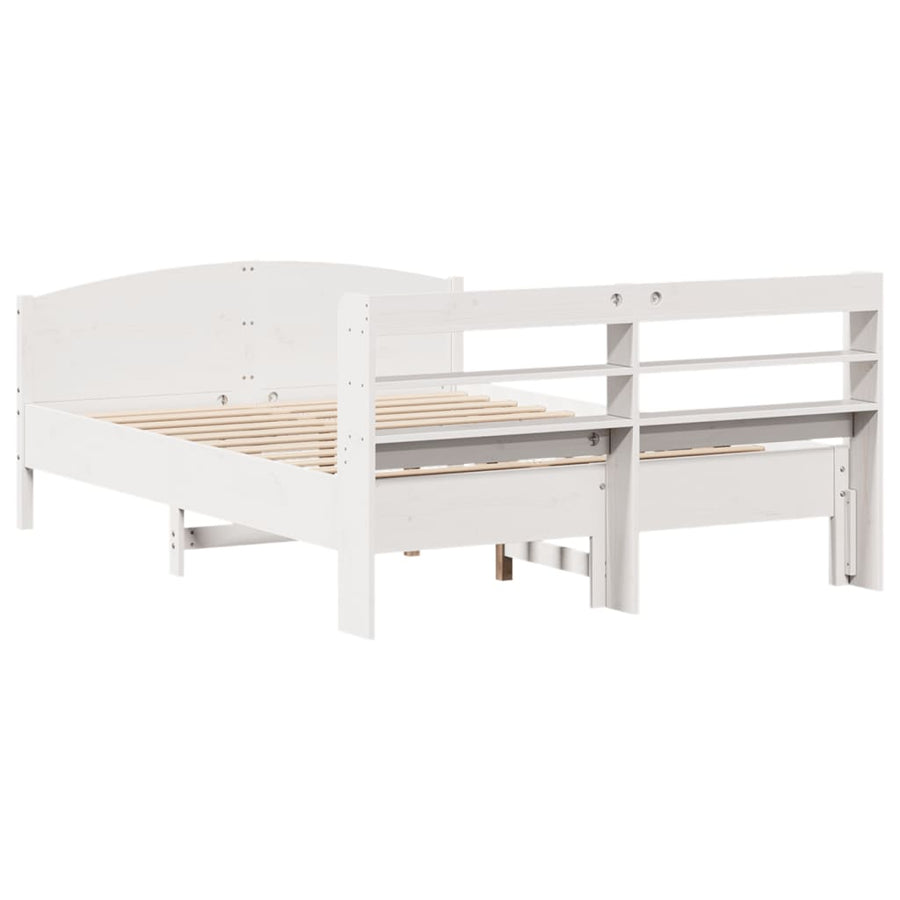 Bedframe zonder matras massief grenenhout wit 135x190 cm