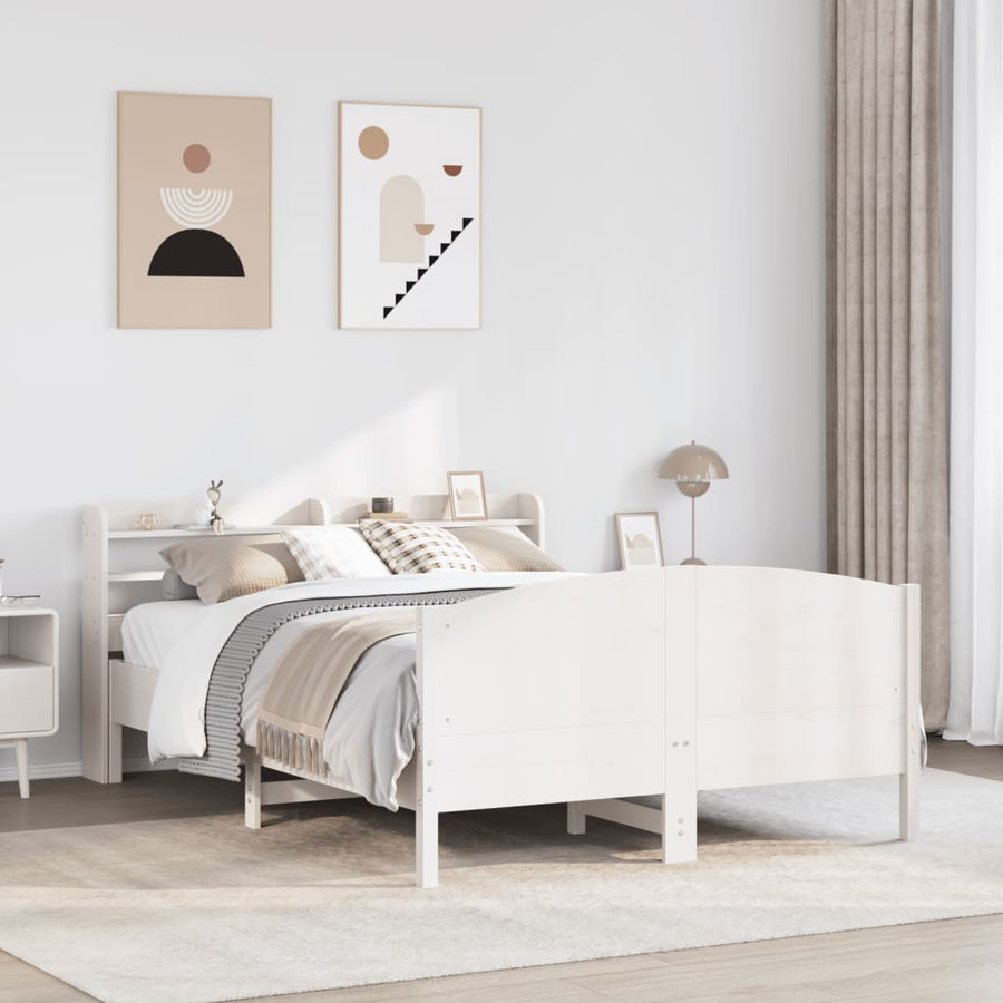 Bedframe zonder matras massief grenenhout wit 135x190 cm