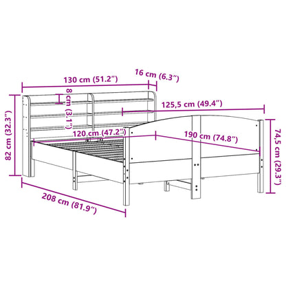 Bedframe zonder matras massief grenenhout wit 120x190 cm