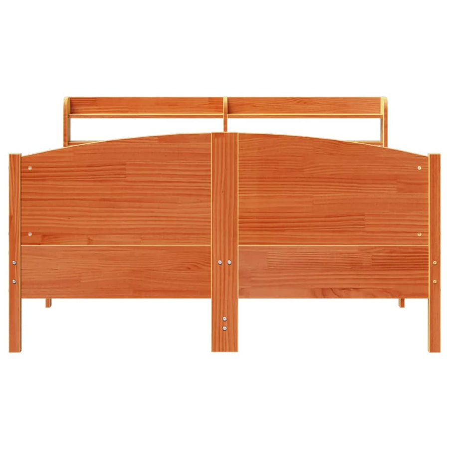 Bedframe zonder matras massief grenenhout wasbruin 120x190 cm