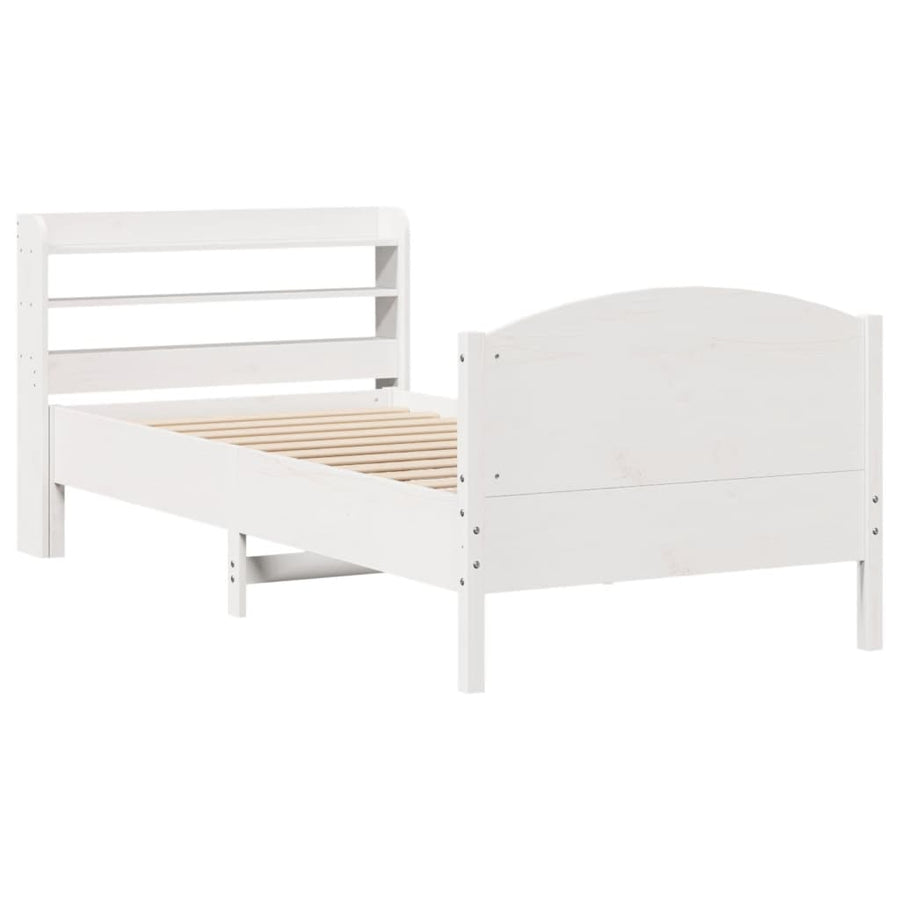 Bedframe zonder matras massief grenenhout wit 140x200 cm