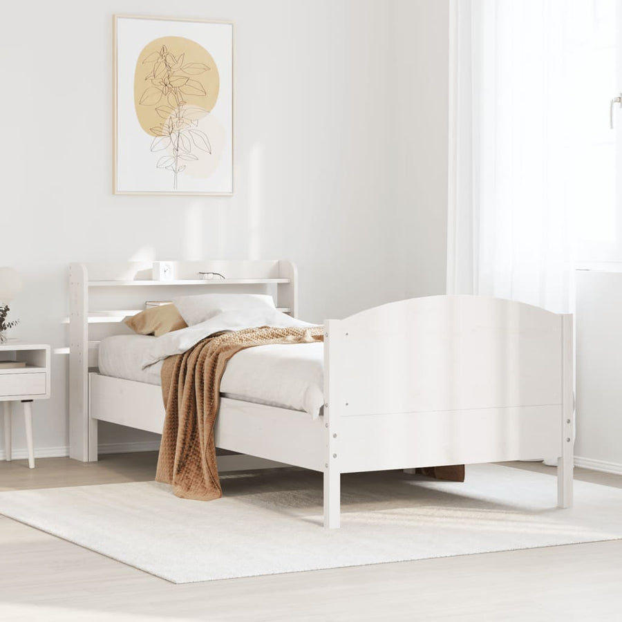 Bedframe zonder matras massief grenenhout wit 140x200 cm