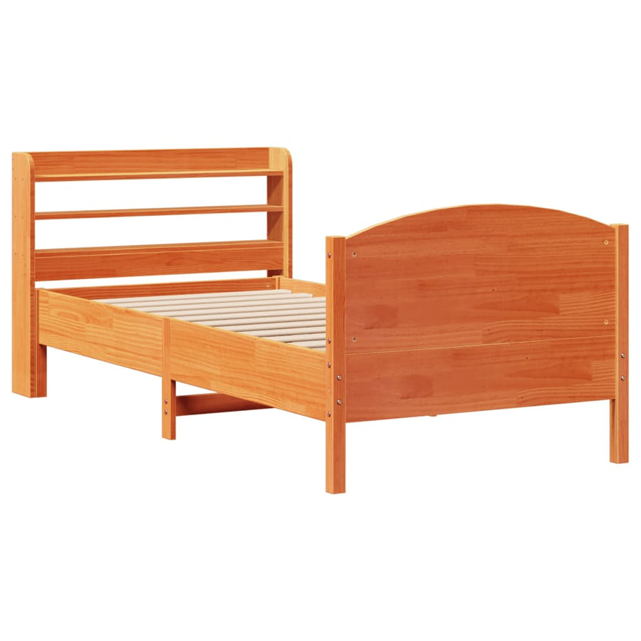 Bedframe zonder matras massief grenenhout wasbruin 100x200 cm