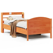 Bed frame without mattress solid pine wood wash brown 100x200 cm