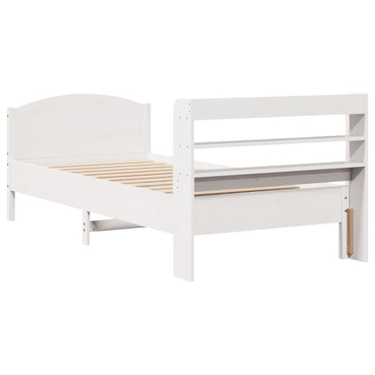 Bedframe zonder matras massief grenenhout wit 90x200 cm